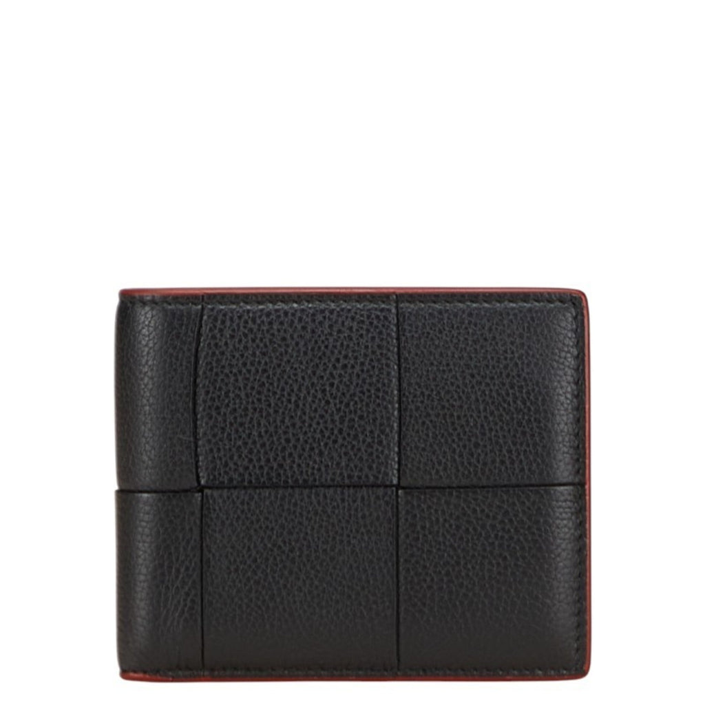 Bottega Veneta Black Red Color Leather Wallet (Bi-Fold)