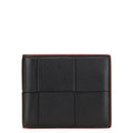 Bottega Veneta Black Red Color Leather Wallet (Bi-Fold)