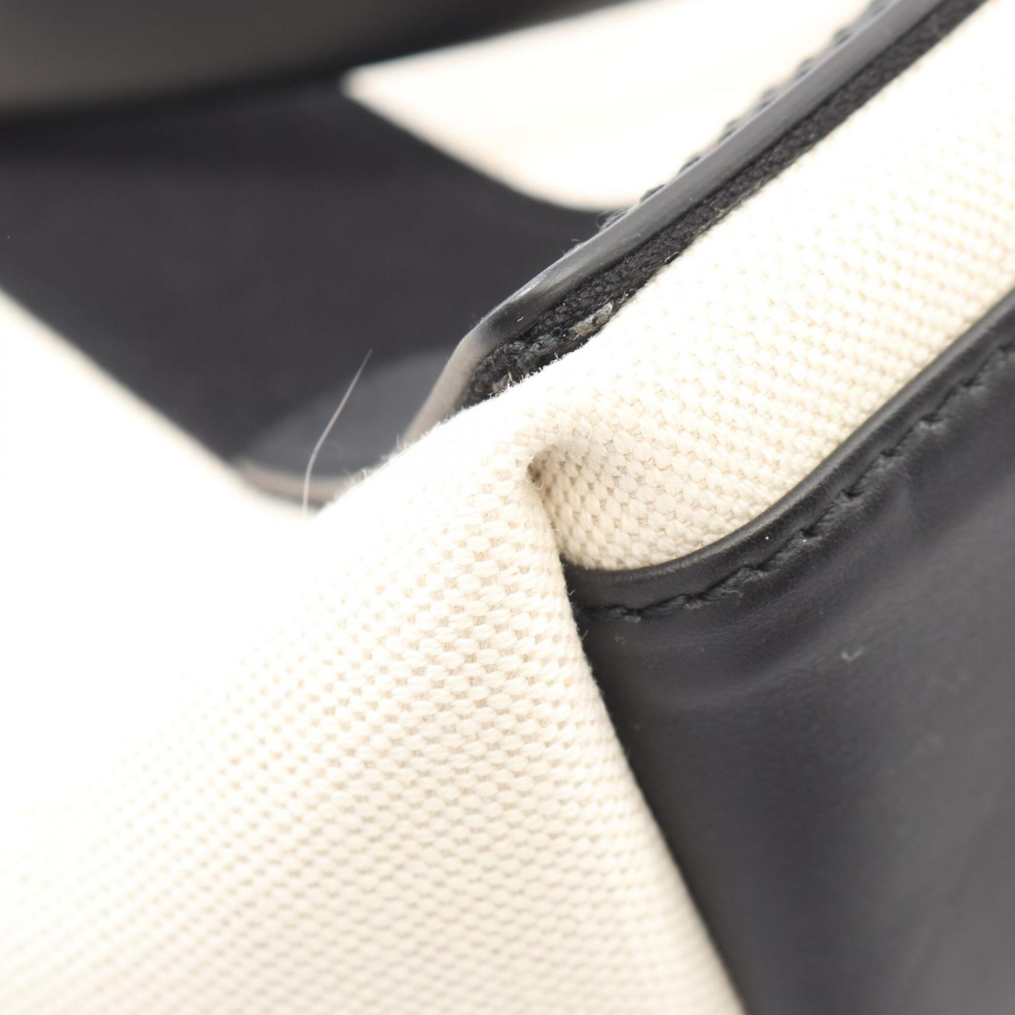 Balenciaga Black Ivory Canvas Leather Handbag Tote