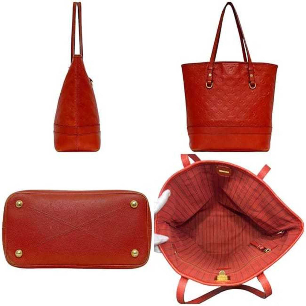Louis Vuitton Monogram Empreinte Auriane Red Color Leather Tote Bag