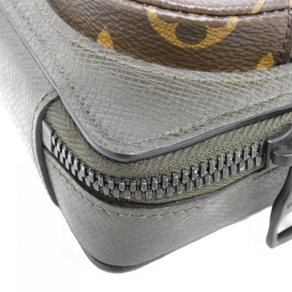 Louis Vuitton Black Khaki Marron Coated Canvas Leather Shoulder Bag