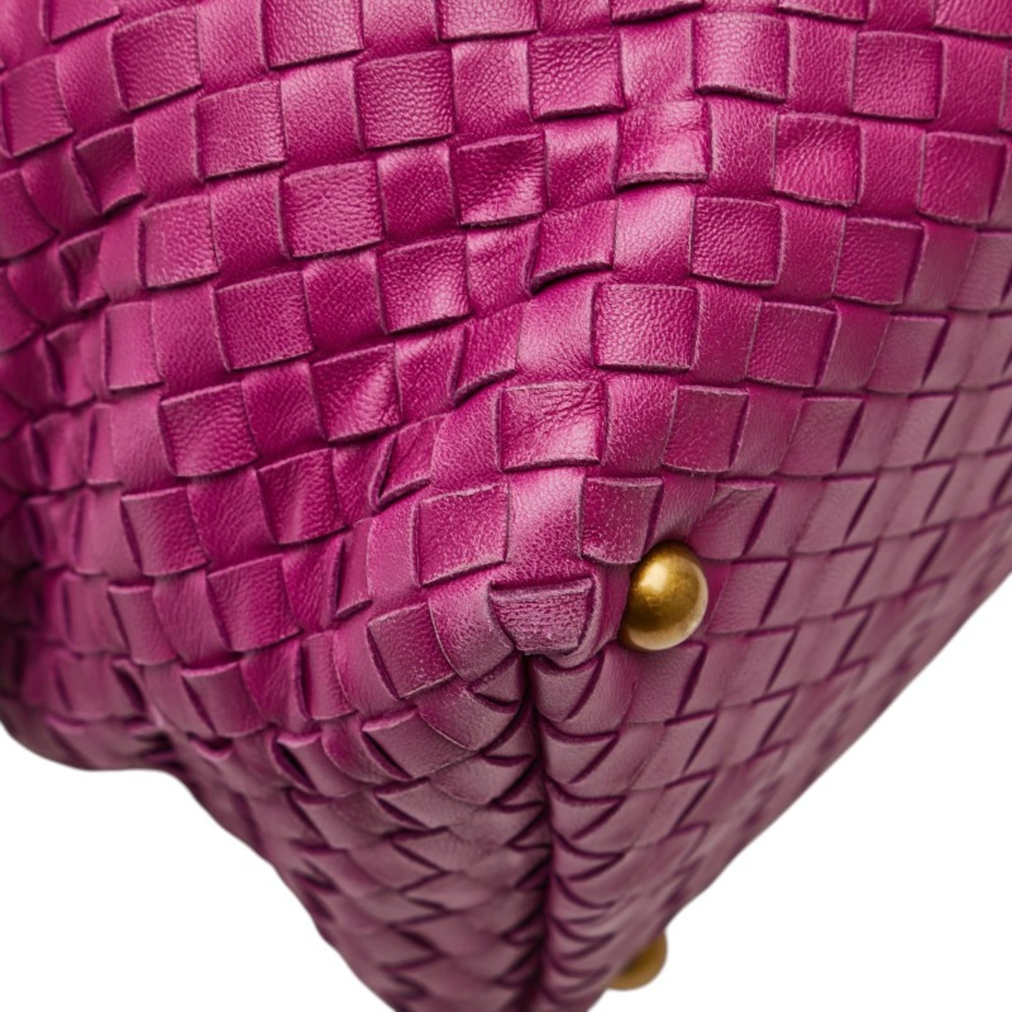 Bottega Veneta Intrecciato Purple Leather Boston Bag Handbag