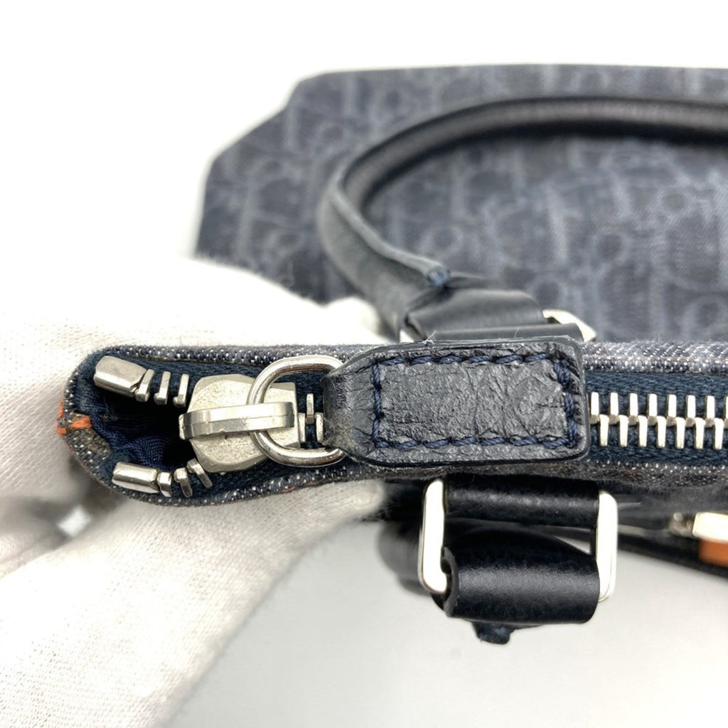 Christian Dior Navy Denim Leather Tote Bag (Pre-Owned)