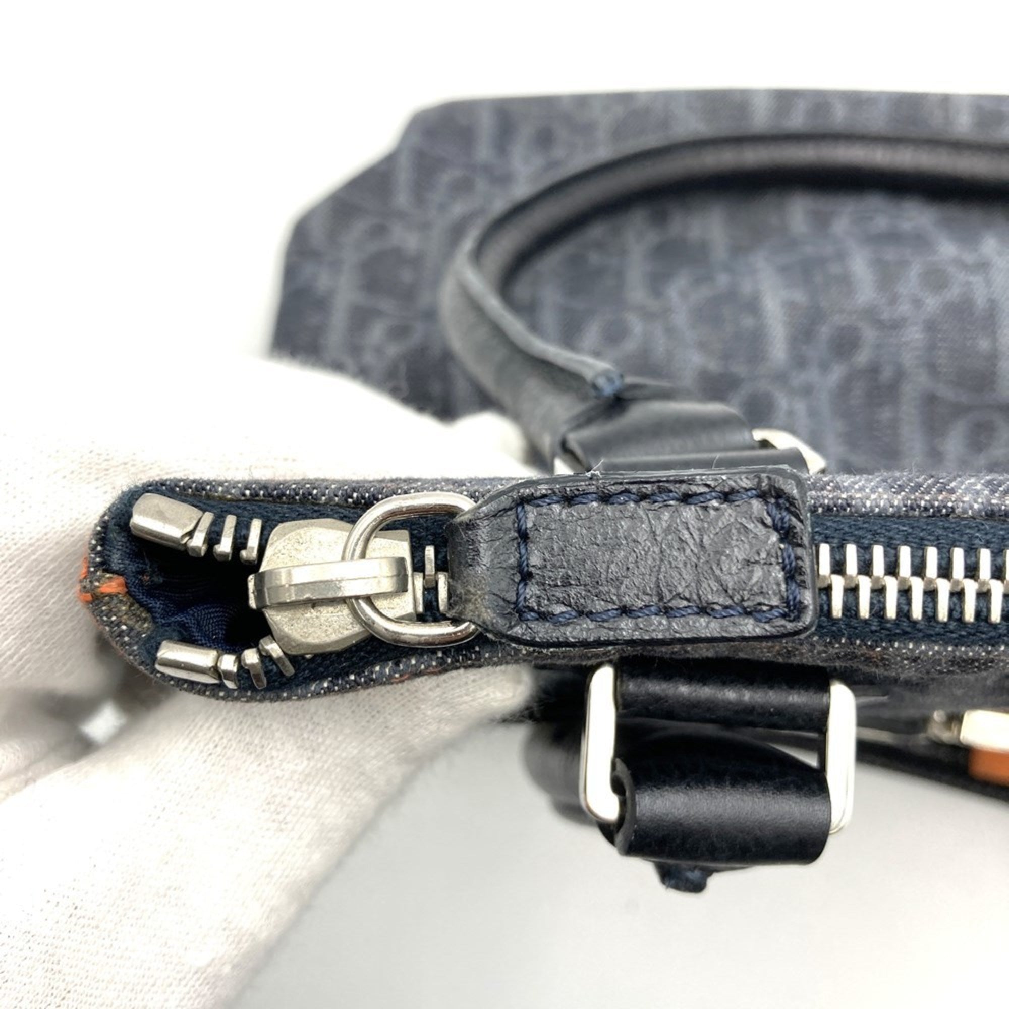 Christian Dior Navy Denim Leather Tote Bag (Pre-Owned)