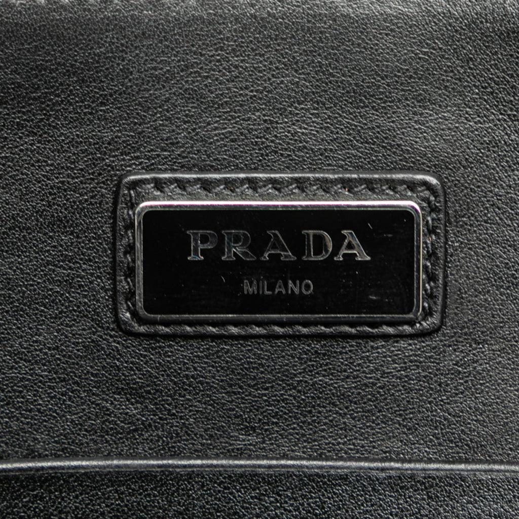 Prada Black Saffiano Triangle Clutch Bag