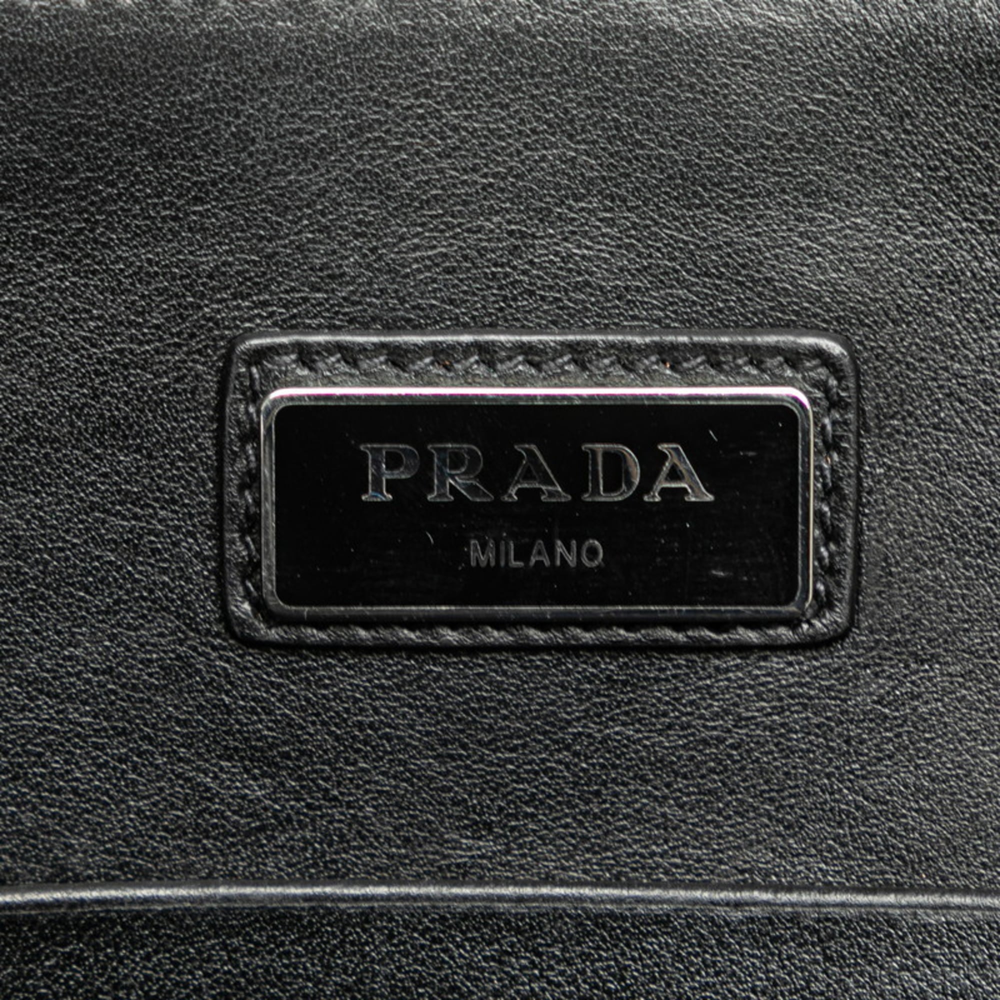 Prada Black Saffiano Triangle Clutch Bag