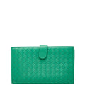 Bottega Veneta Green Leather Long Wallet
