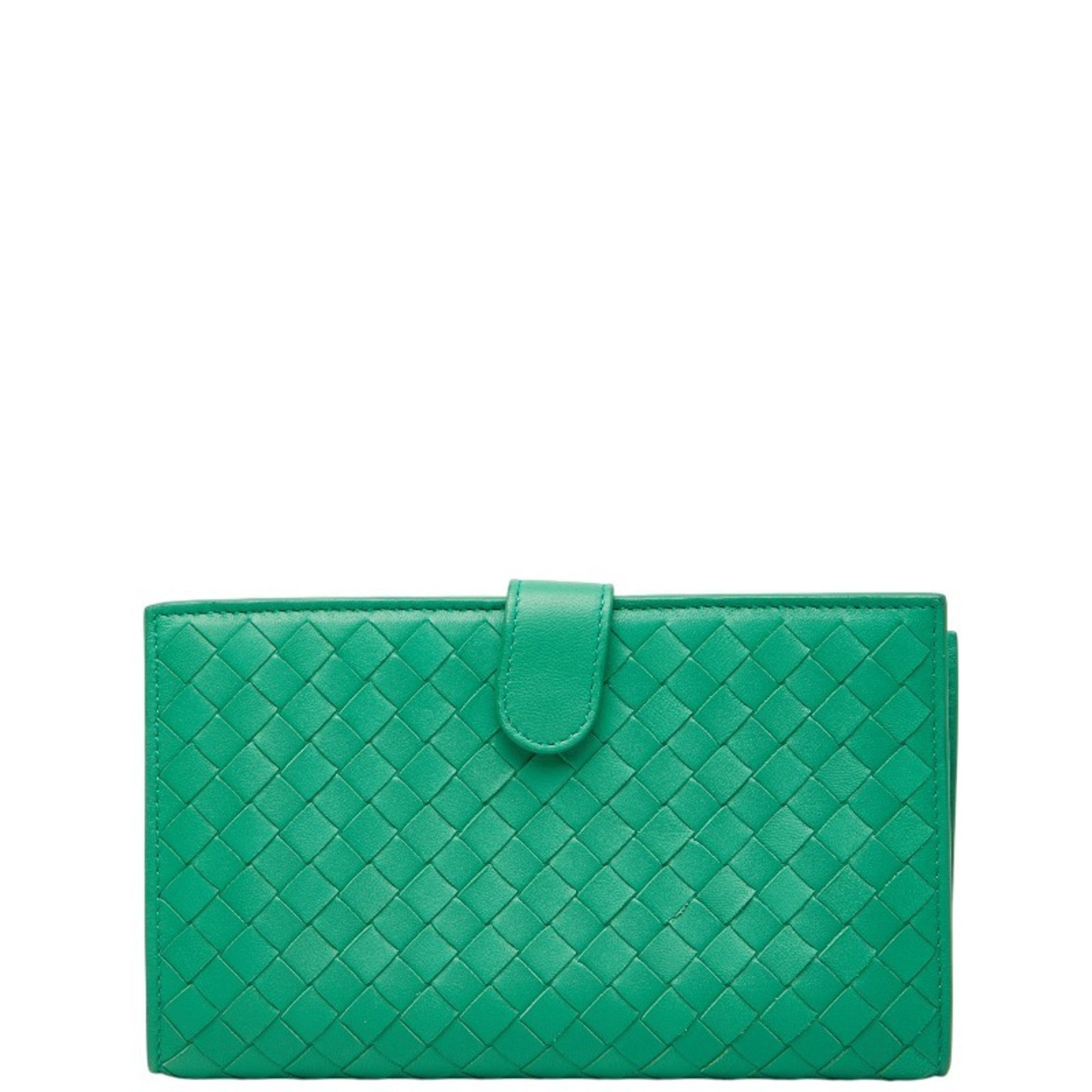 Bottega Veneta Green Leather Long Wallet