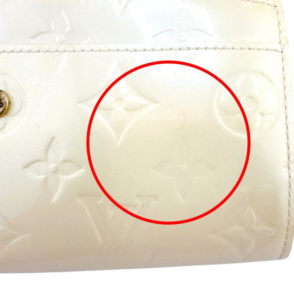 Louis Vuitton Cream White Monogram Vernis Long Wallet (Tri-Fold)