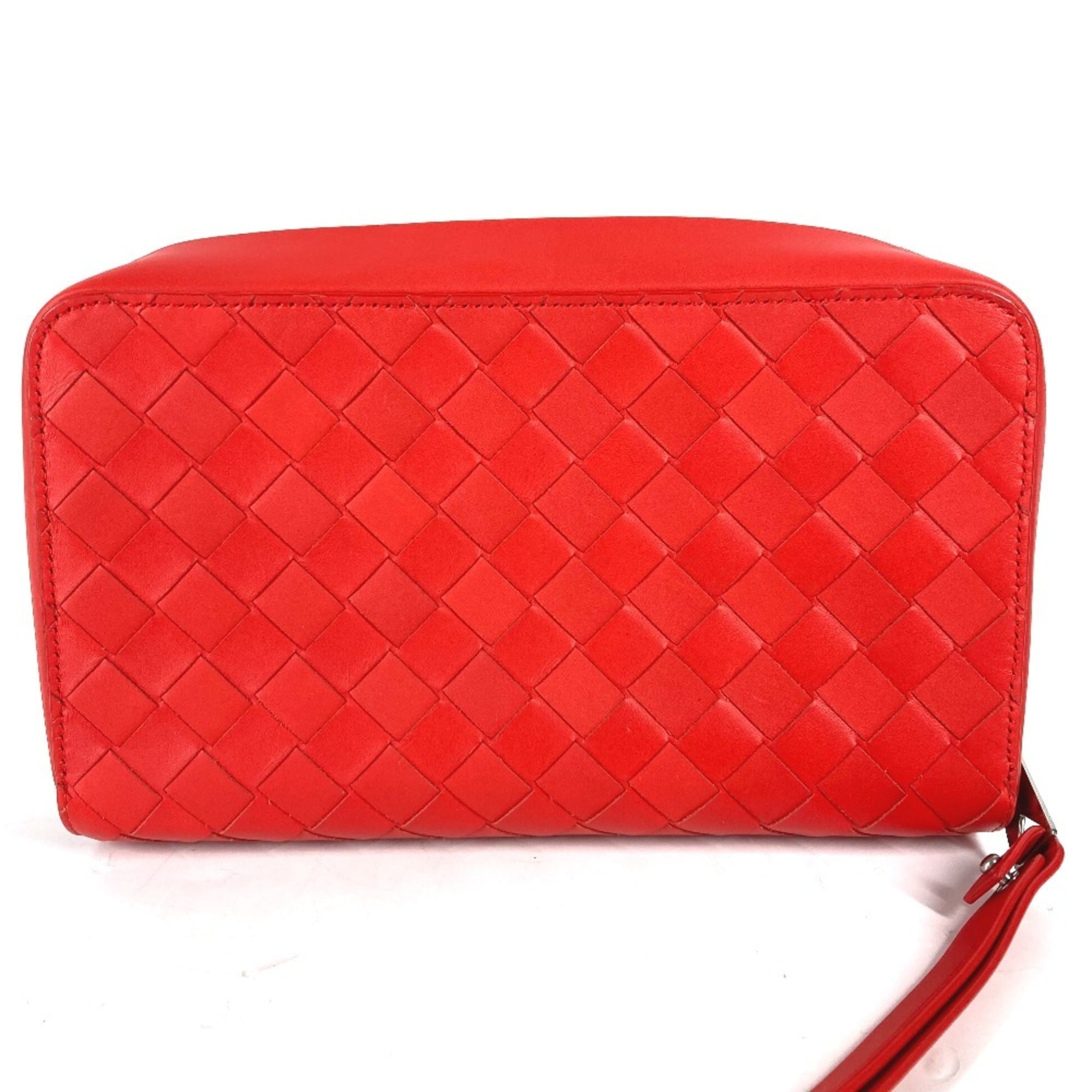 Bottega Veneta Red Color Intrecciato Clutch Bag