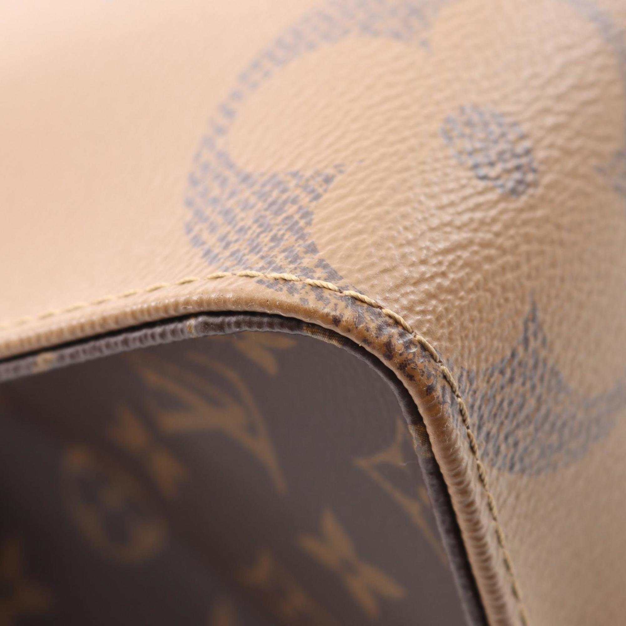 Louis Vuitton Beige Brown Coated Canvas Leather Tote Bag