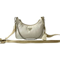 Prada White Nylon Leather Pochette Shoulder Bag