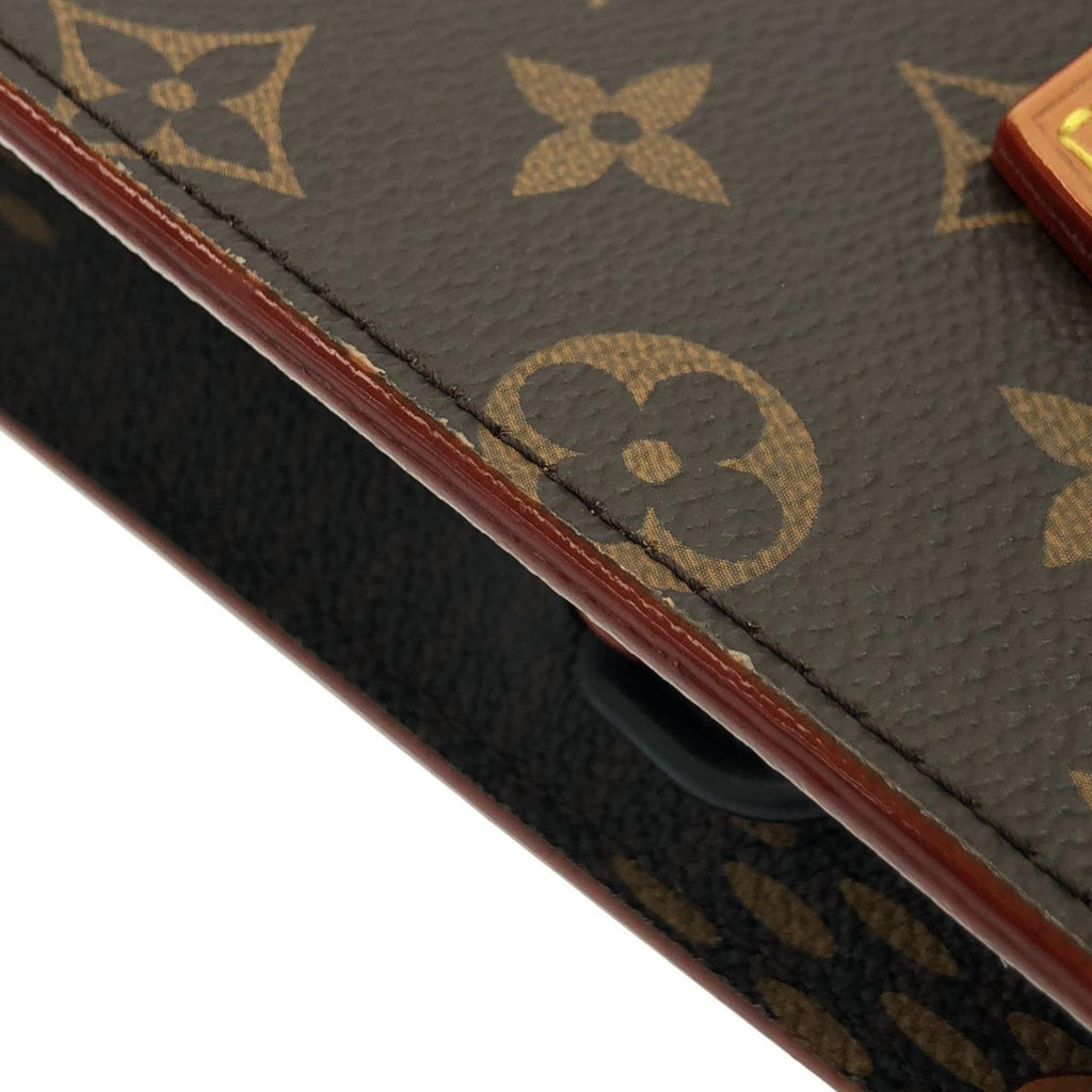 Louis Vuitton Black Brown Coated Canvas Handbag