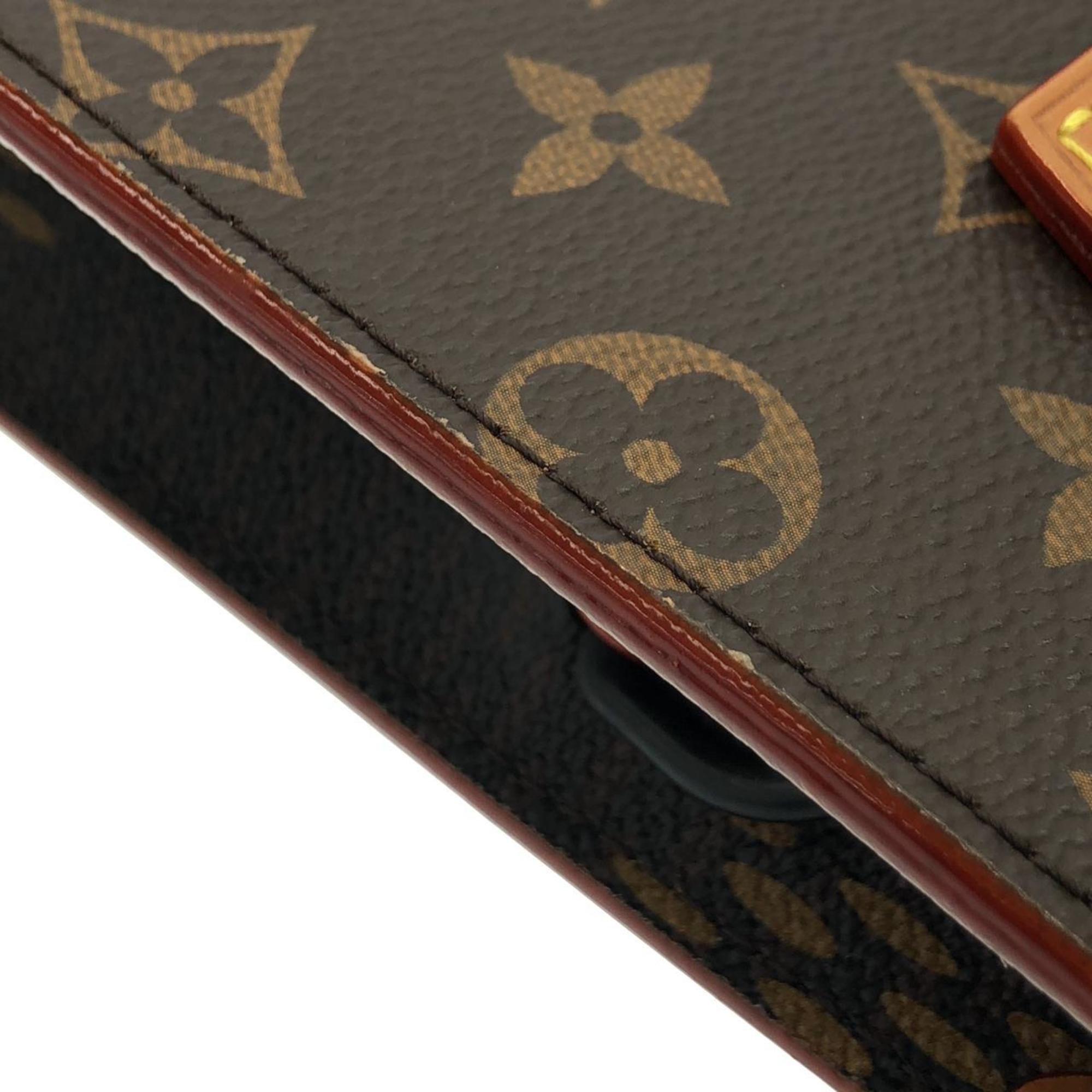 Louis Vuitton Black Brown Coated Canvas Handbag