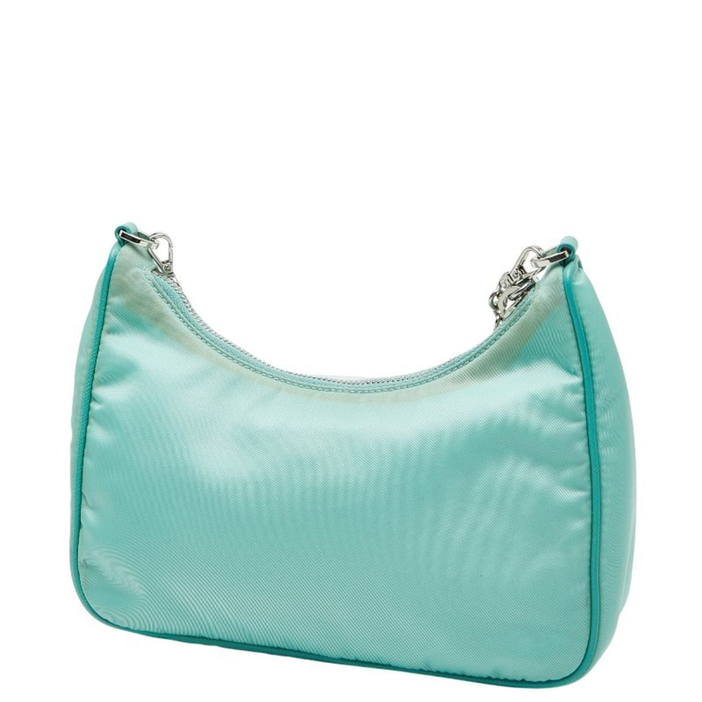 Prada Light Green Nylon Leather Handbag Shoulder Bag