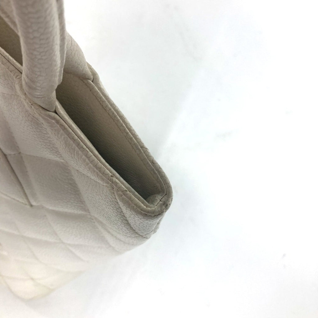 Chanel White Caviar Leather Shoulder Bag Tote Bag