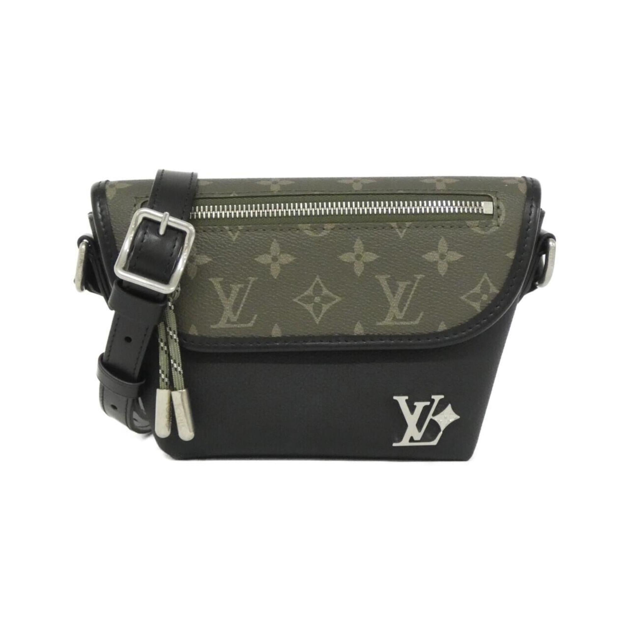 Louis Vuitton Black Khaki Coated Canvas Shoulder Bag