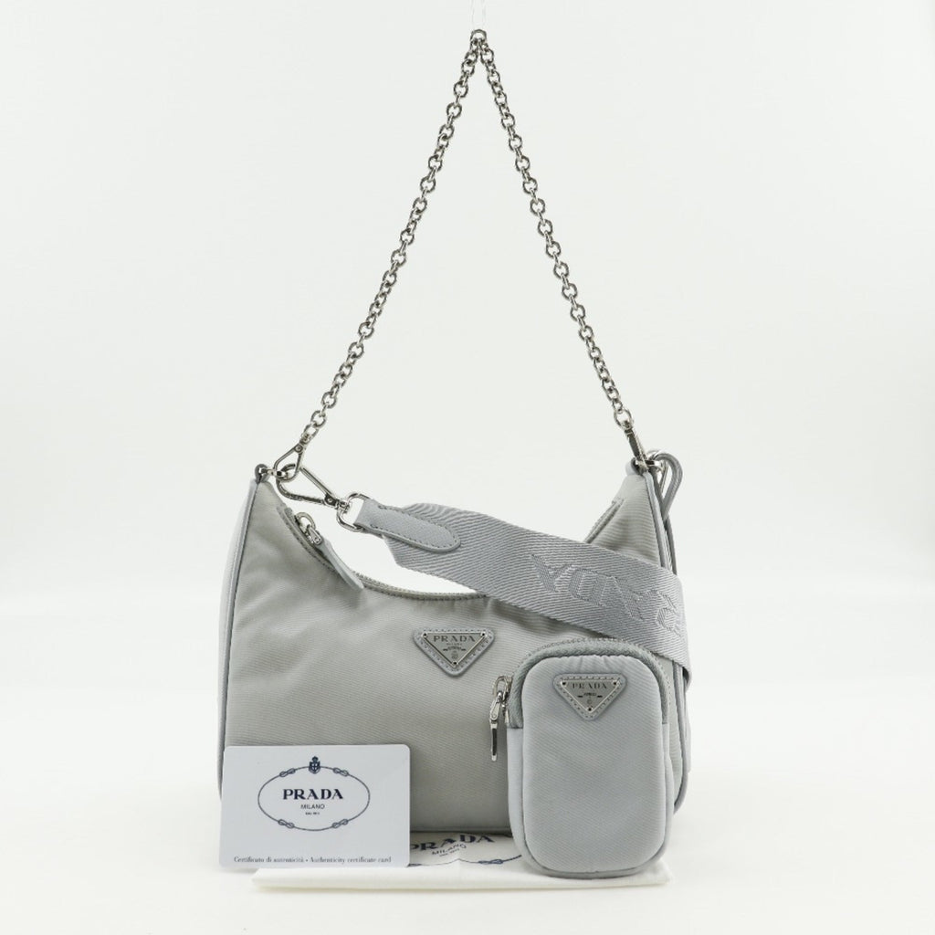 Prada Gray Nylon Shoulder Bag