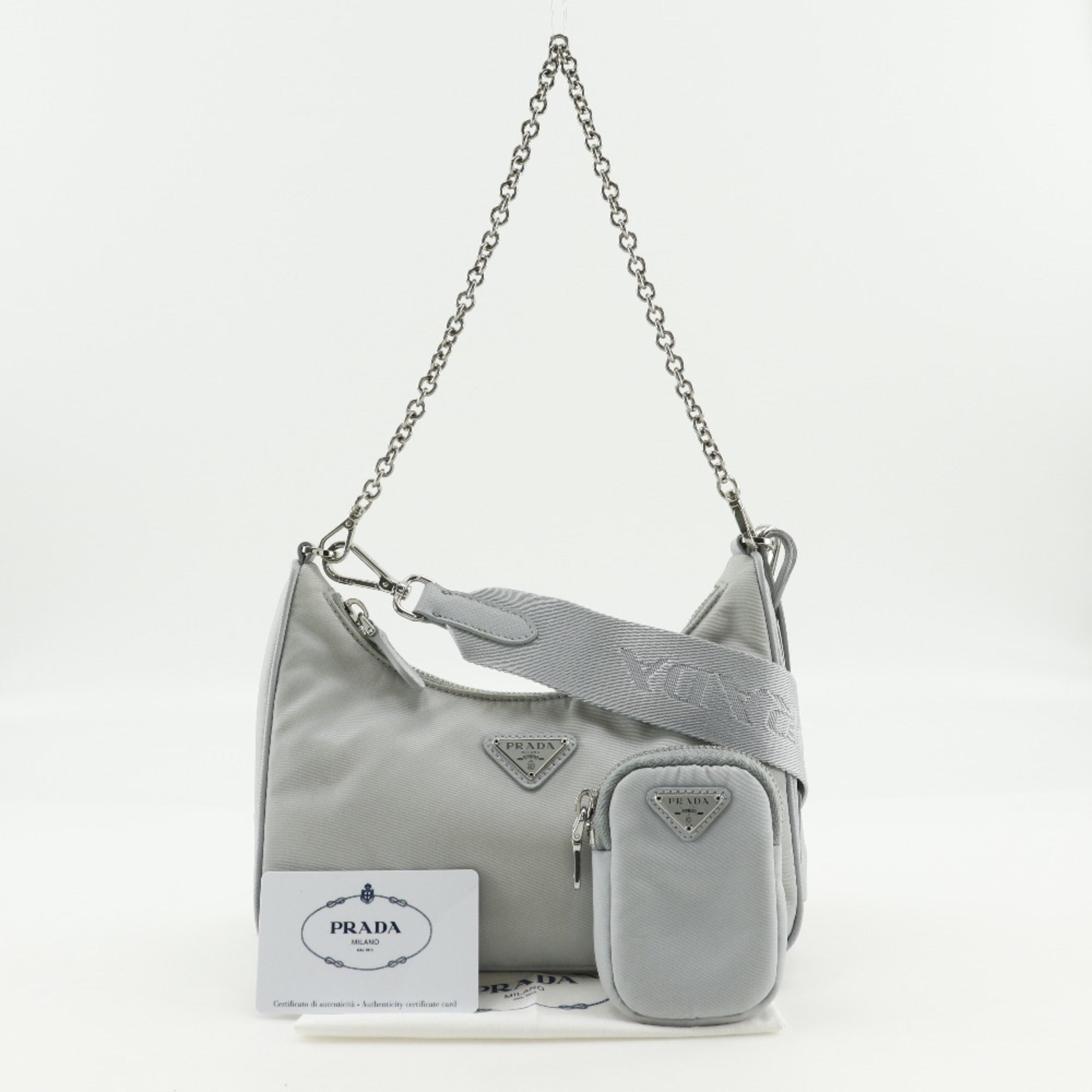 Prada Gray Nylon Shoulder Bag