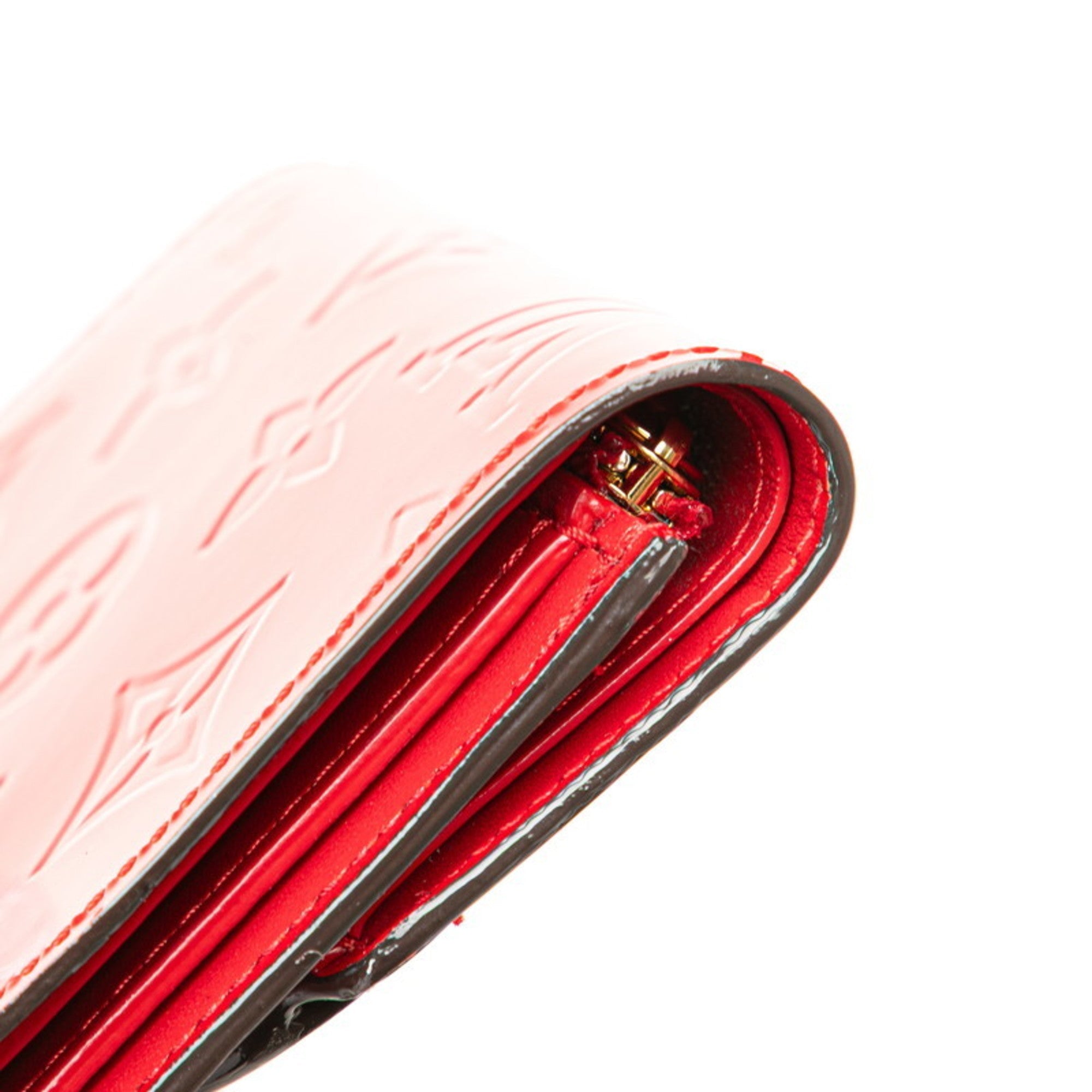 Louis Vuitton Cerise Monogram Red Color Leather Bill Wallet (Tri-Fold)