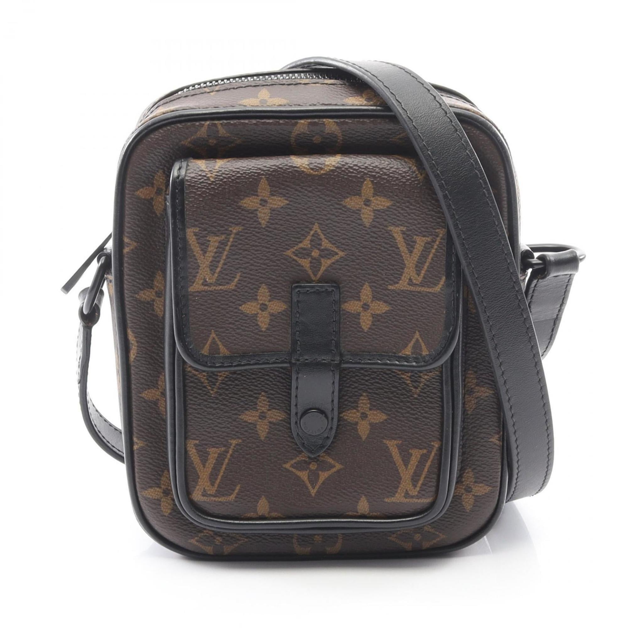 Louis Vuitton Black Brown Monogram Macassar Coated Canvas Leather Handbag Shoulder Bag