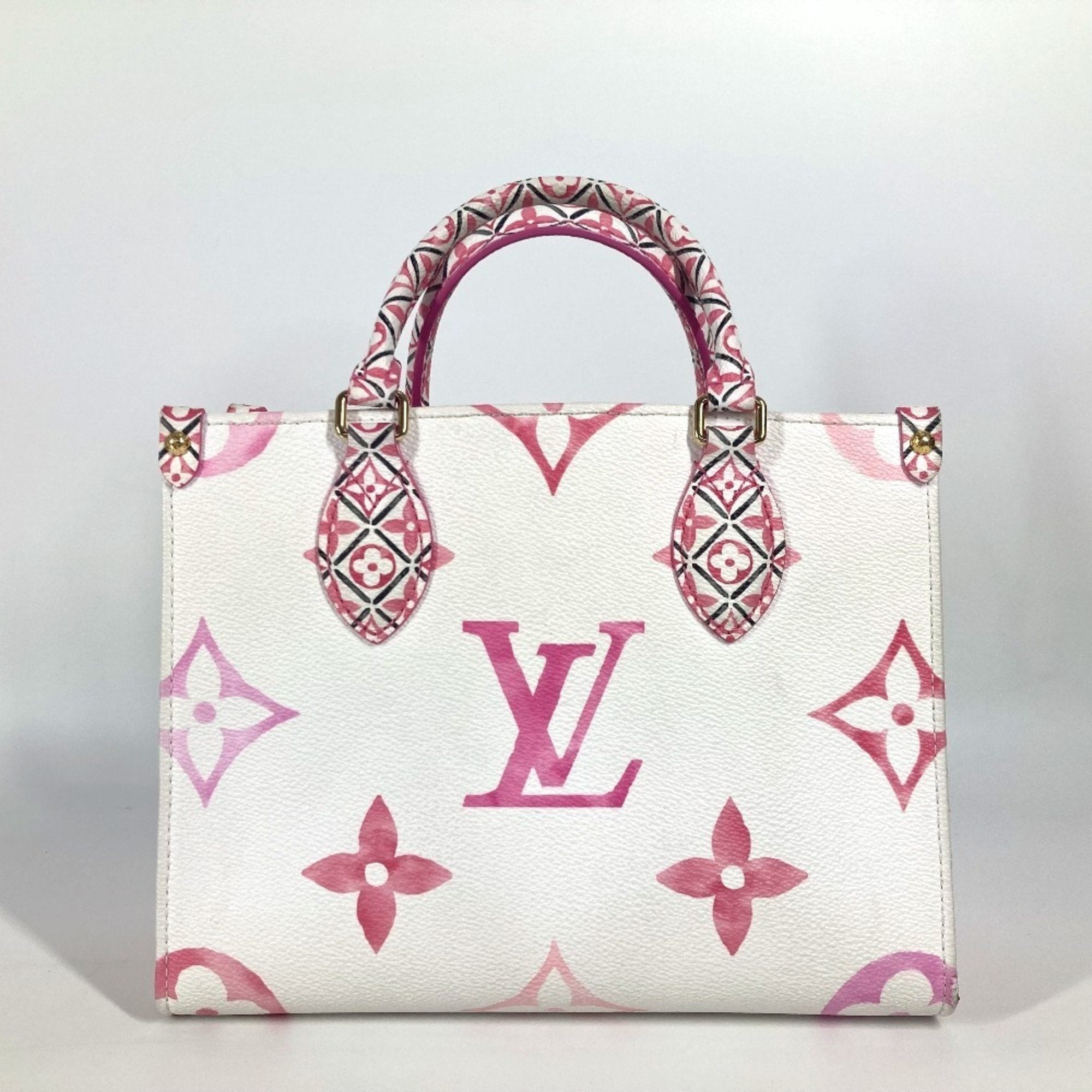 Louis Vuitton Pink White Monogram Handbag Shoulder Bag Tote Bag