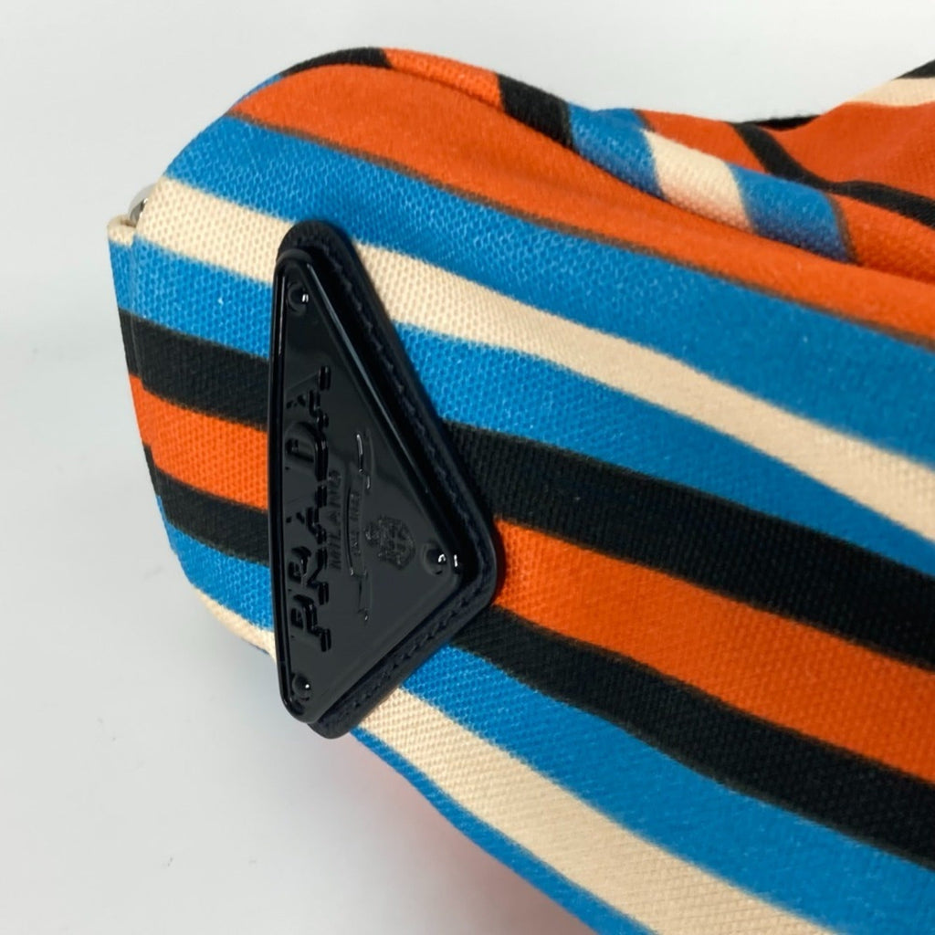 Prada Black Blue Orange Canvas Shoulder Bag Sling Bag