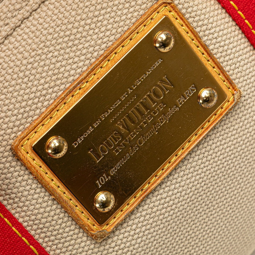 Louis Vuitton Antigua Beige Red Color Canvas Handbag