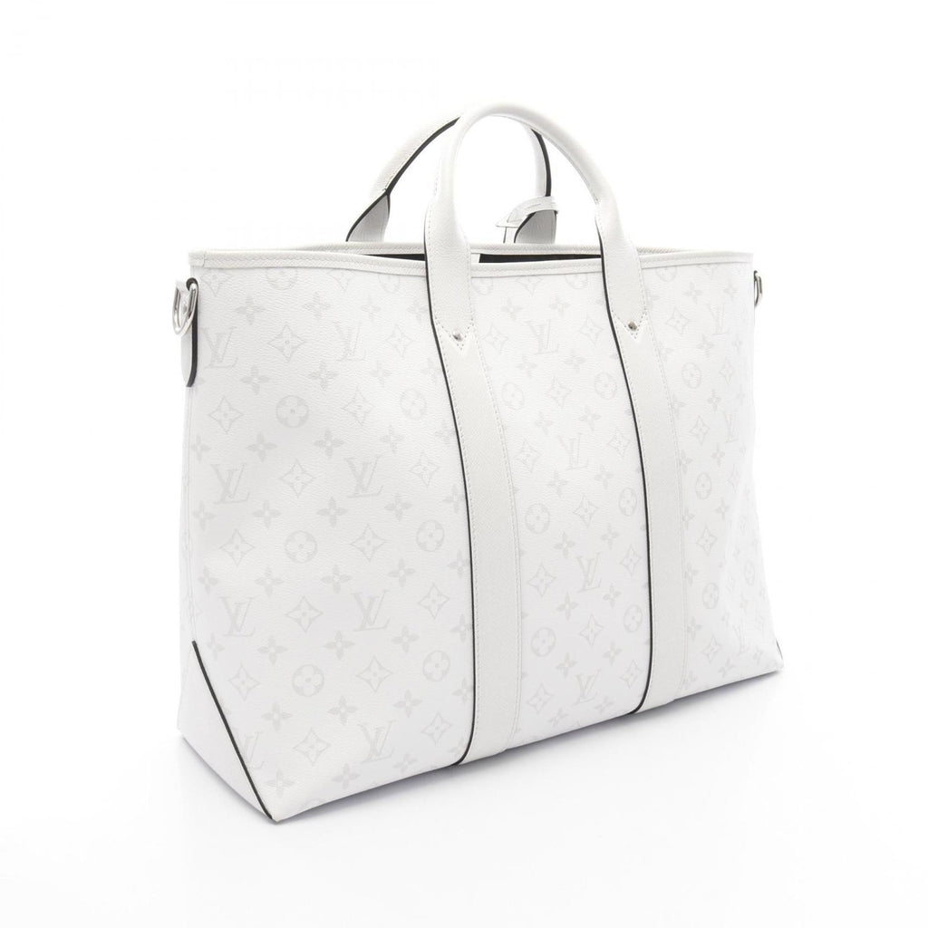 Louis Vuitton Blanc White Coated Canvas Leather Tote Bag