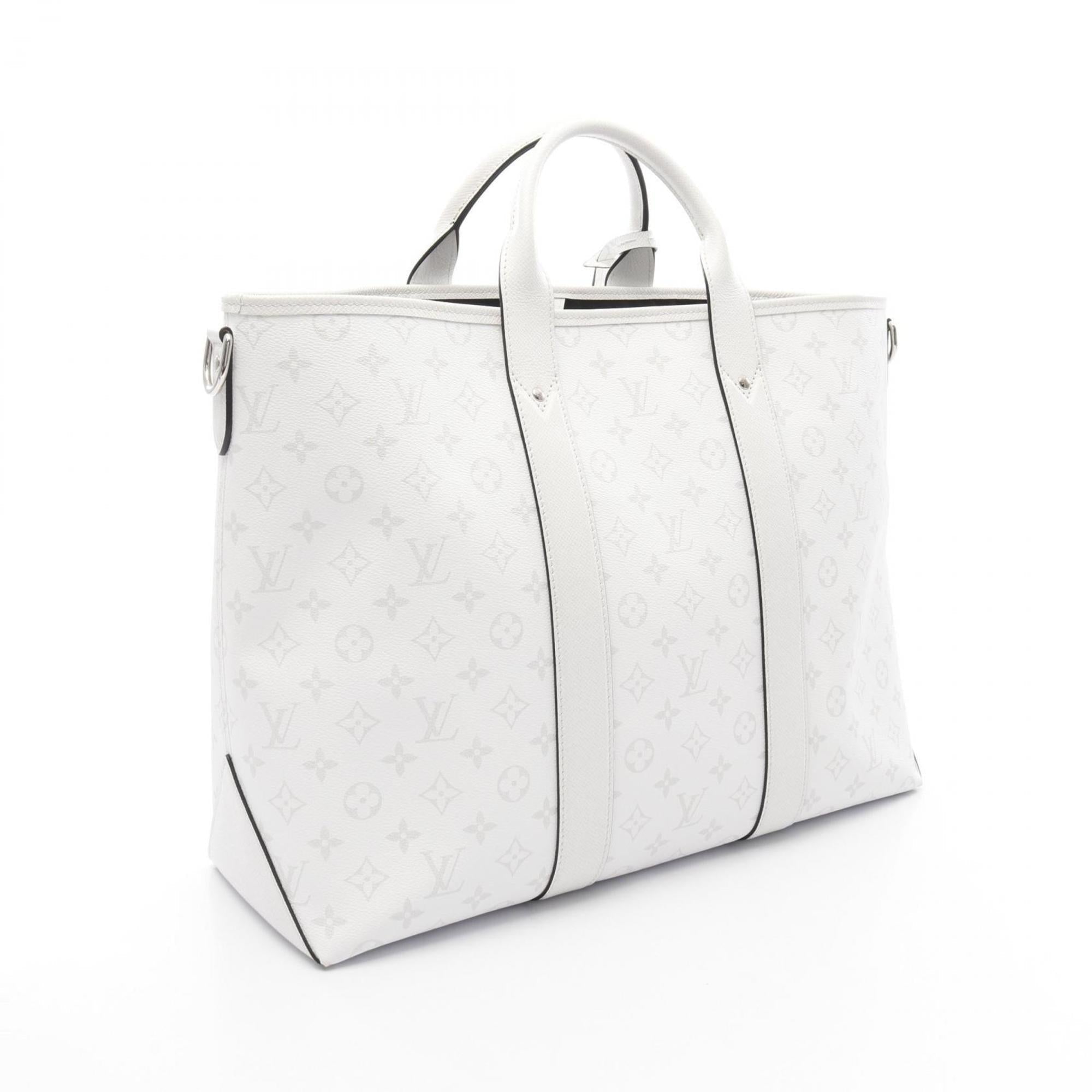 Louis Vuitton Blanc White Coated Canvas Leather Tote Bag