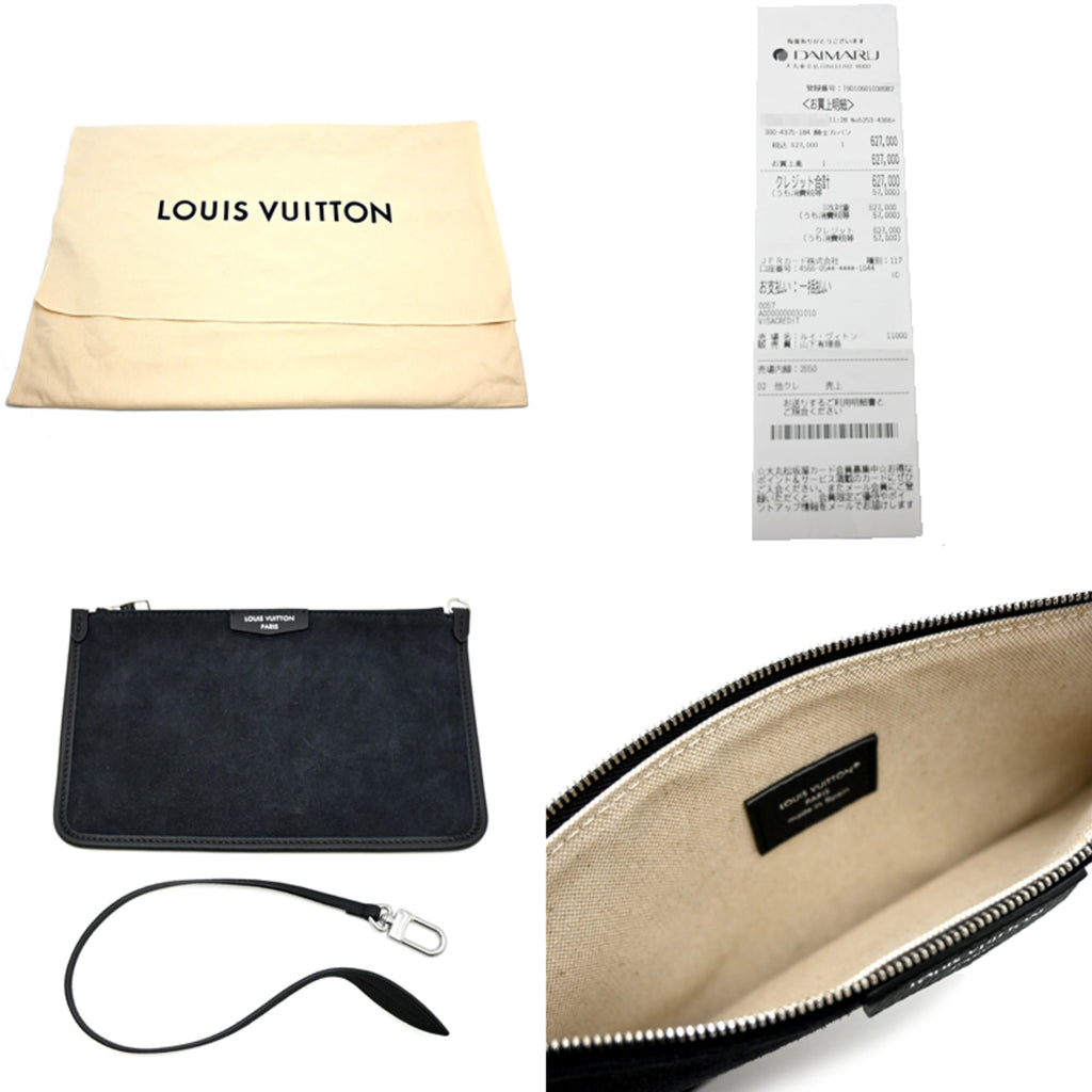 Louis Vuitton Black Noir Leather Pouch Tote Bag