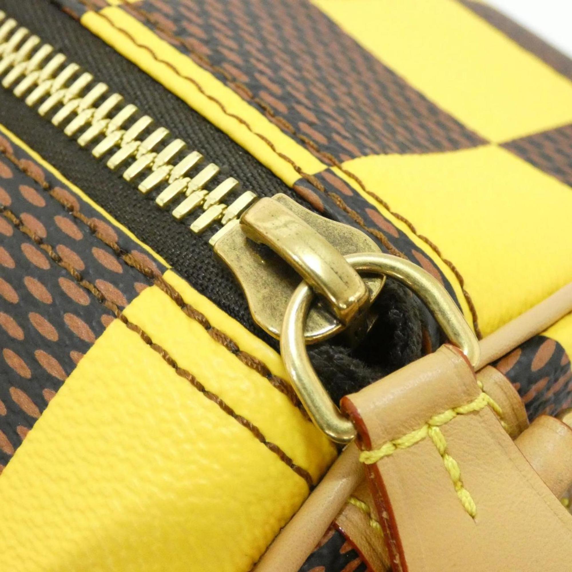 Louis Vuitton Ebene Yellow Coated Canvas Boston Bag