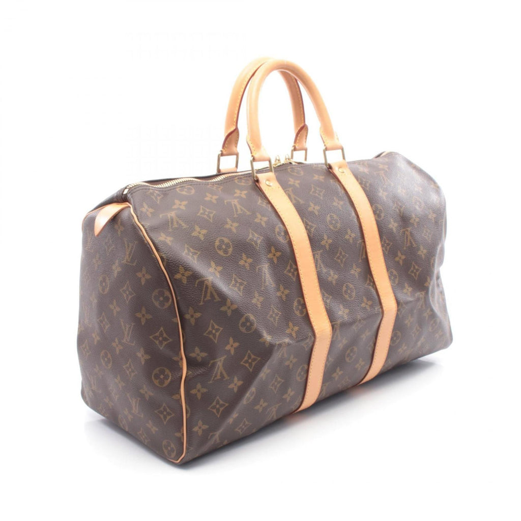 Louis Vuitton Brown Coated Canvas Leather Boston Bag Handbag