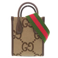 Gucci Beige Brown Canvas Leather Gg Canvas Handbag Shoulder Bag (Pre-Owned)