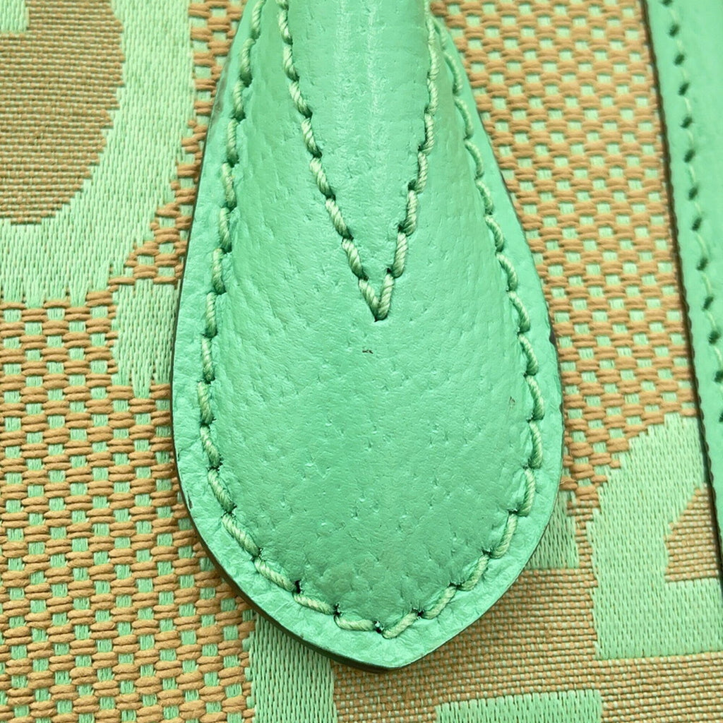 Gucci Gg Canvas Beige Light Green Gg Canvas Leather Handbag Shoulder Bag (Pre-Owned)