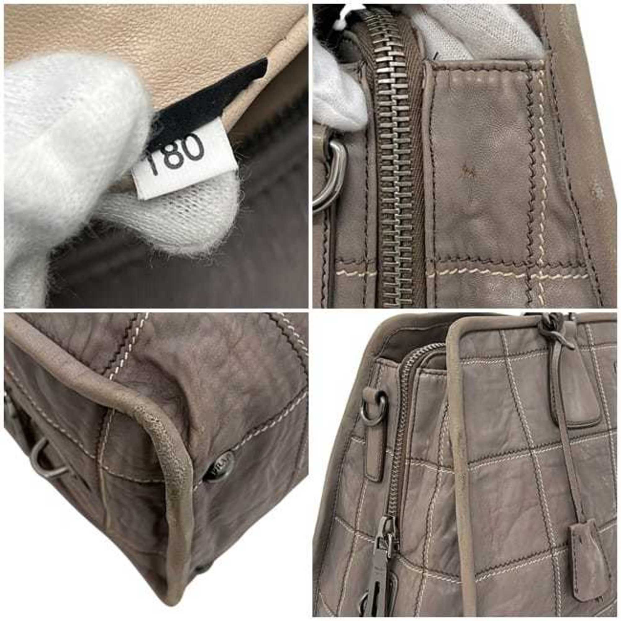 Prada Gray Nappa Leather Leather Handbag Shoulder Bag Tote Bag