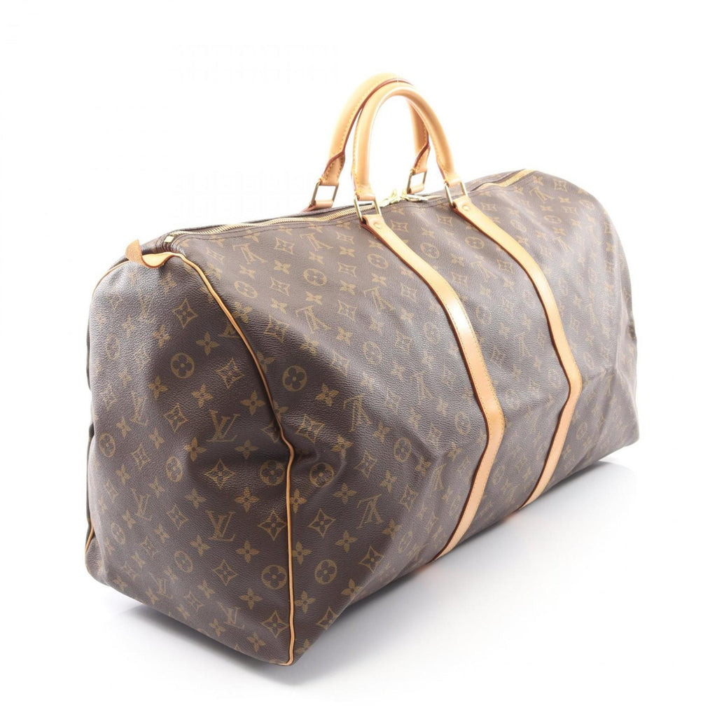 Louis Vuitton Brown Coated Canvas Leather Boston Bag Handbag
