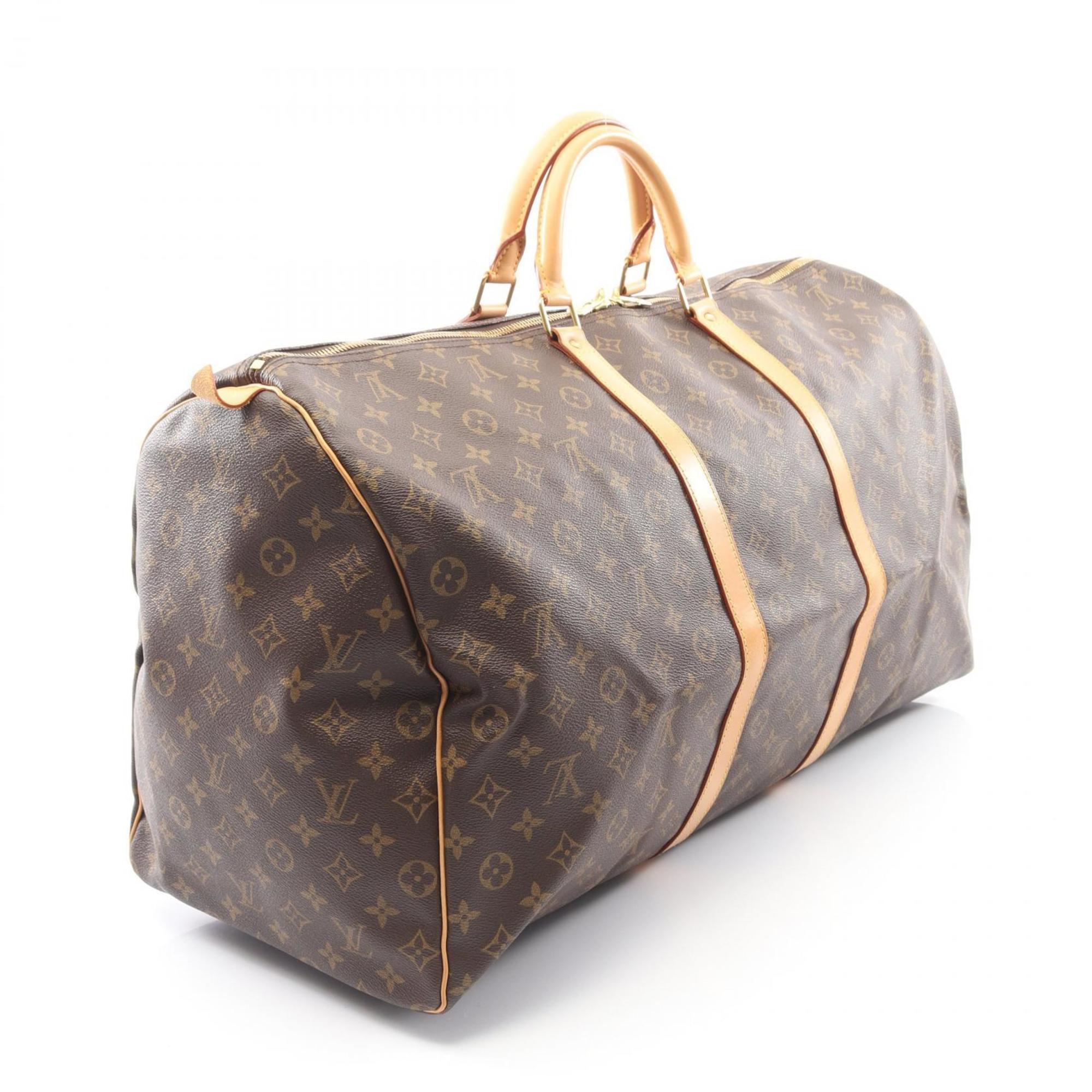 Louis Vuitton Brown Coated Canvas Leather Boston Bag Handbag
