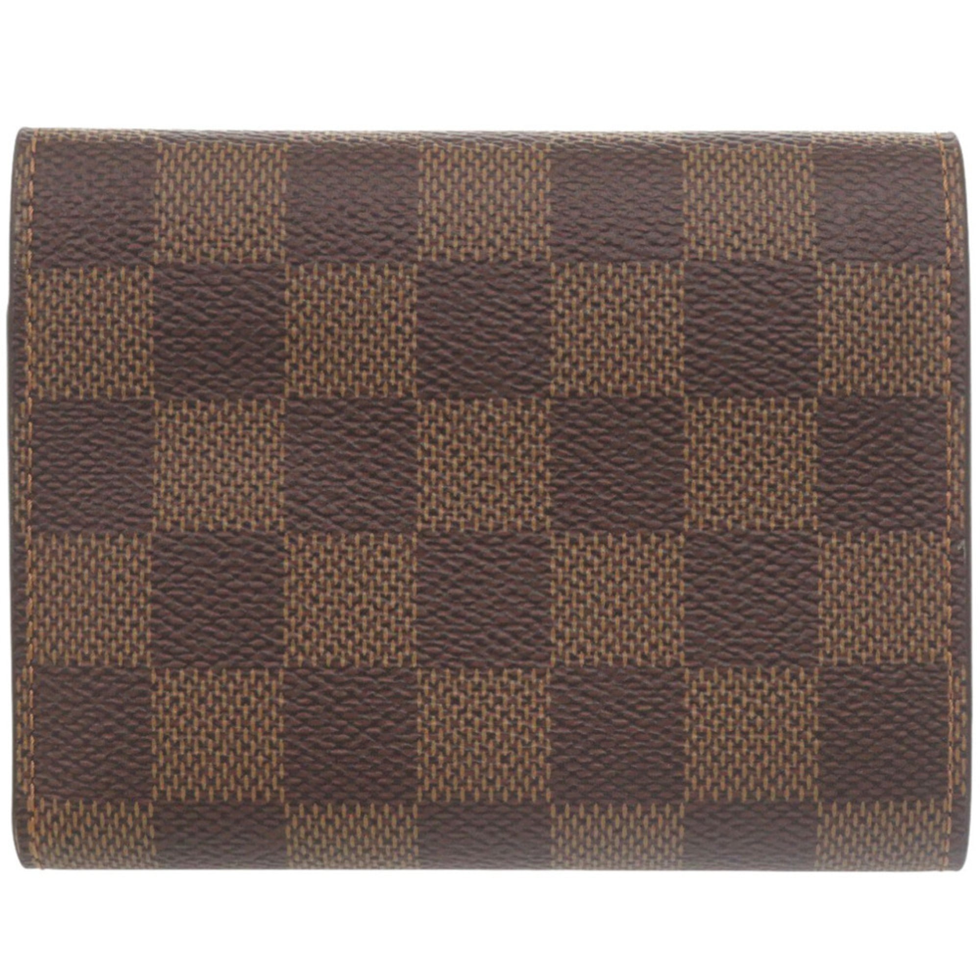 Louis Vuitton Brown Damier Canvas Red Color Damier Canvas Wallet (Tri-Fold)