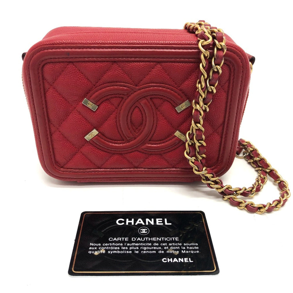 Chanel Red Leather Shoulder Bag