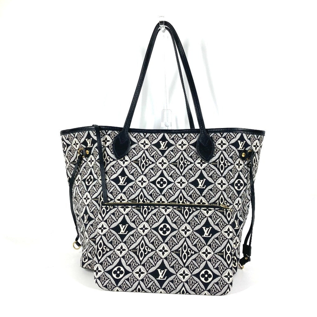 Louis Vuitton Black White Jacquard Leather Shoulder Bag Tote Bag