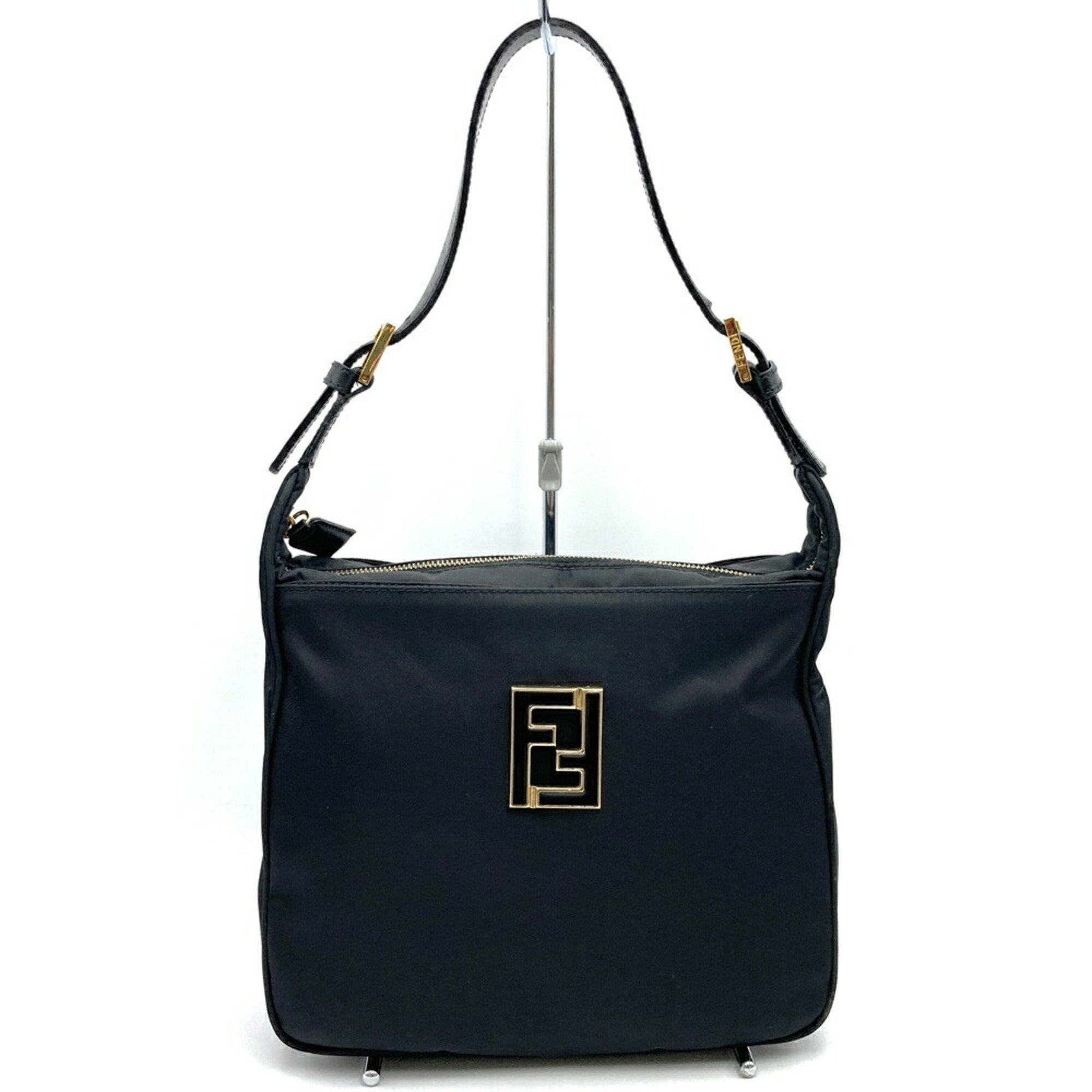 Fendi Black Nylon Leather Shoulder Bag