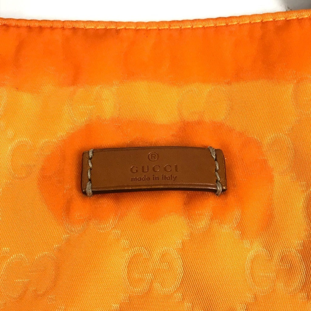 Gucci Orange Nylon Leather Handbag Tote Bag (Pre-Owned)