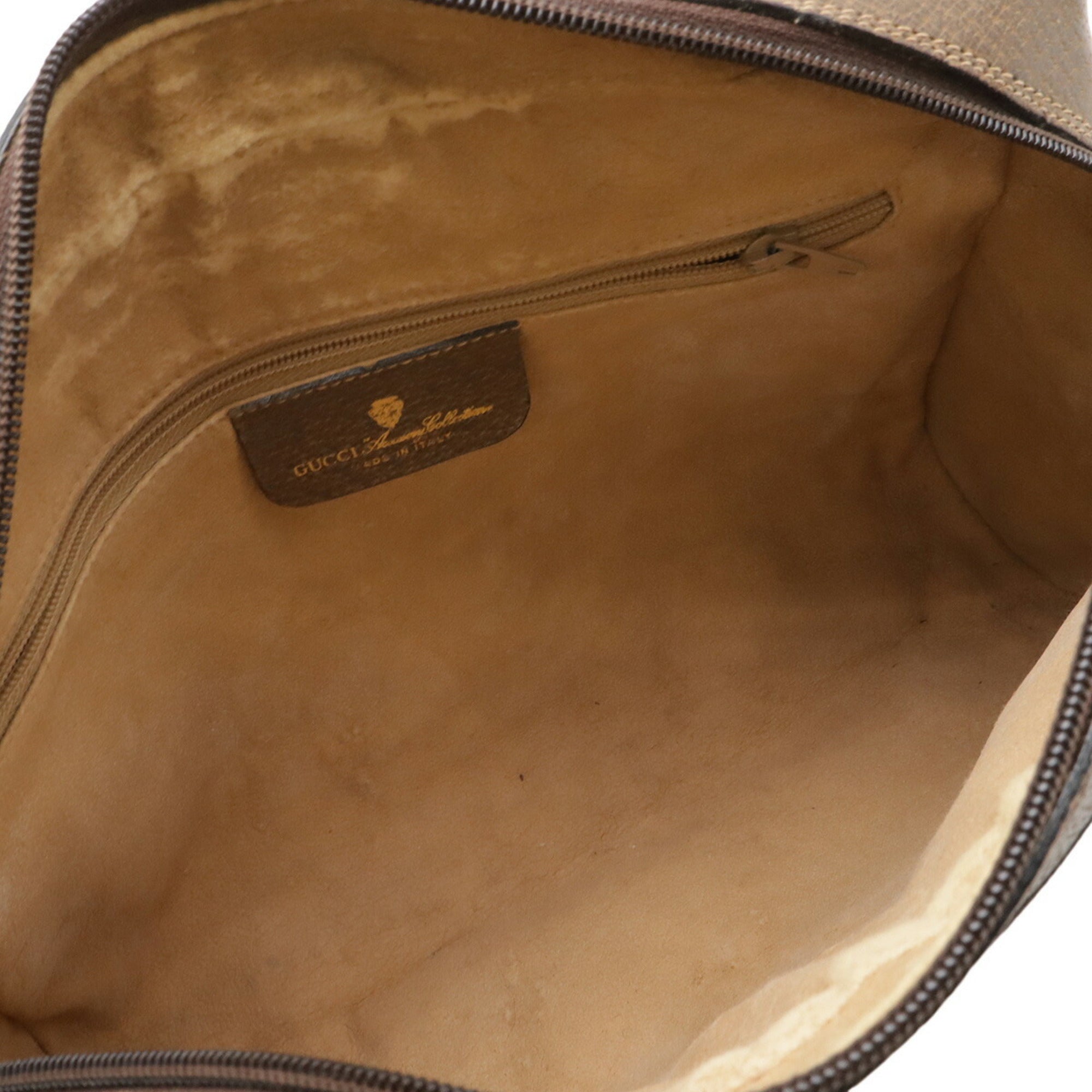 Gucci Beige Brown Green Red Color Coated Canvas Leather Pochette Shoulder Bag (Pre-Owned)