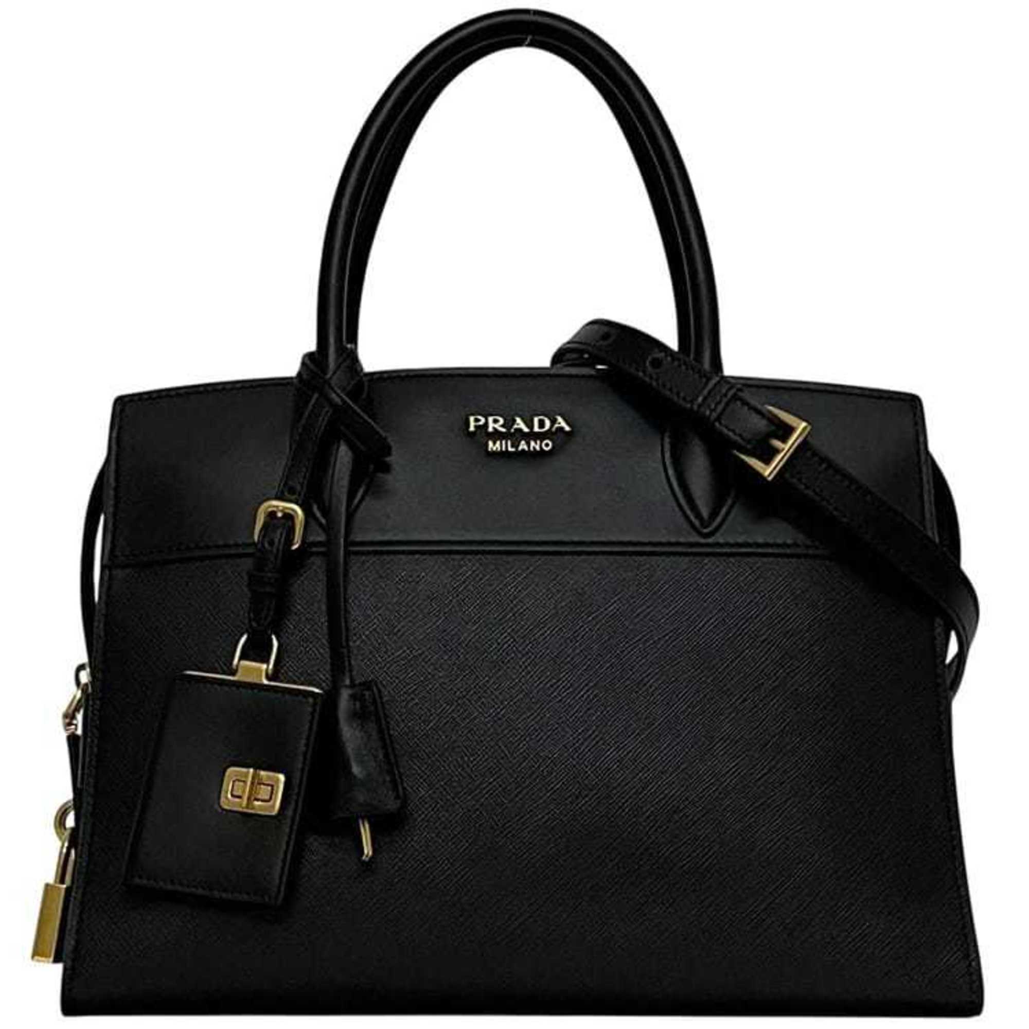 Prada Black Nero Leather Handbag Shoulder Bag