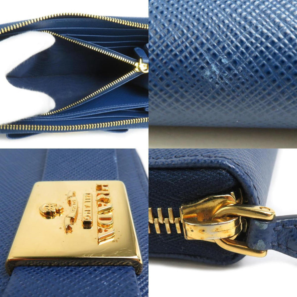 Prada Blue Leather Long Wallet (Bi-Fold)