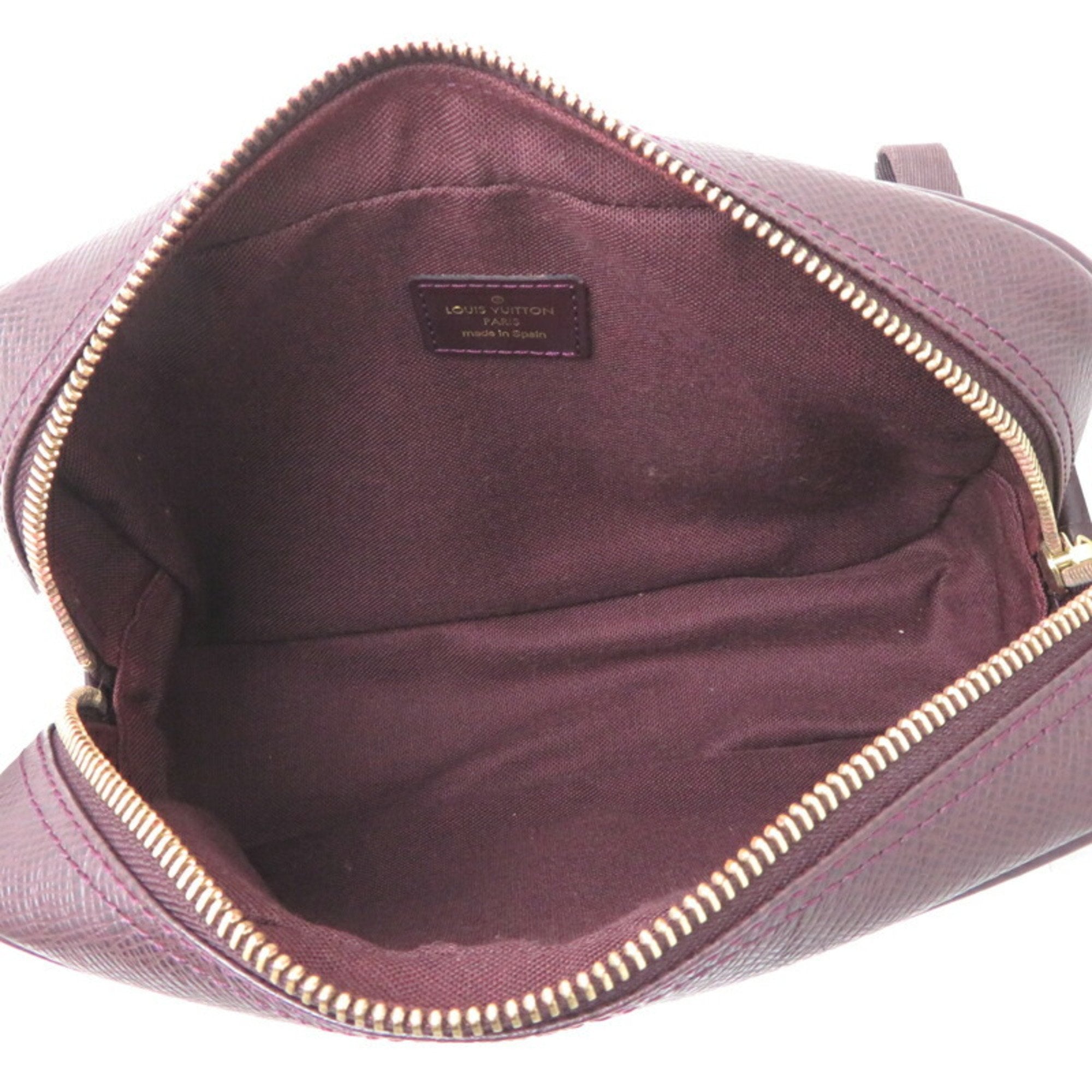 Louis Vuitton Acajou Brown Taiga Leather Clutch Bag Pouch