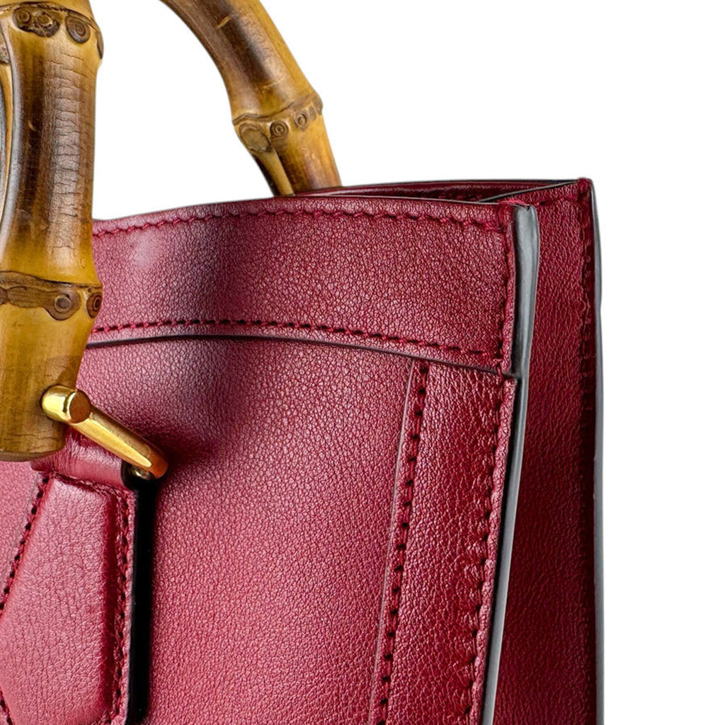 Gucci Red Color Leather Handbag Shoulder Bag Tote Bag (Pre-Owned)