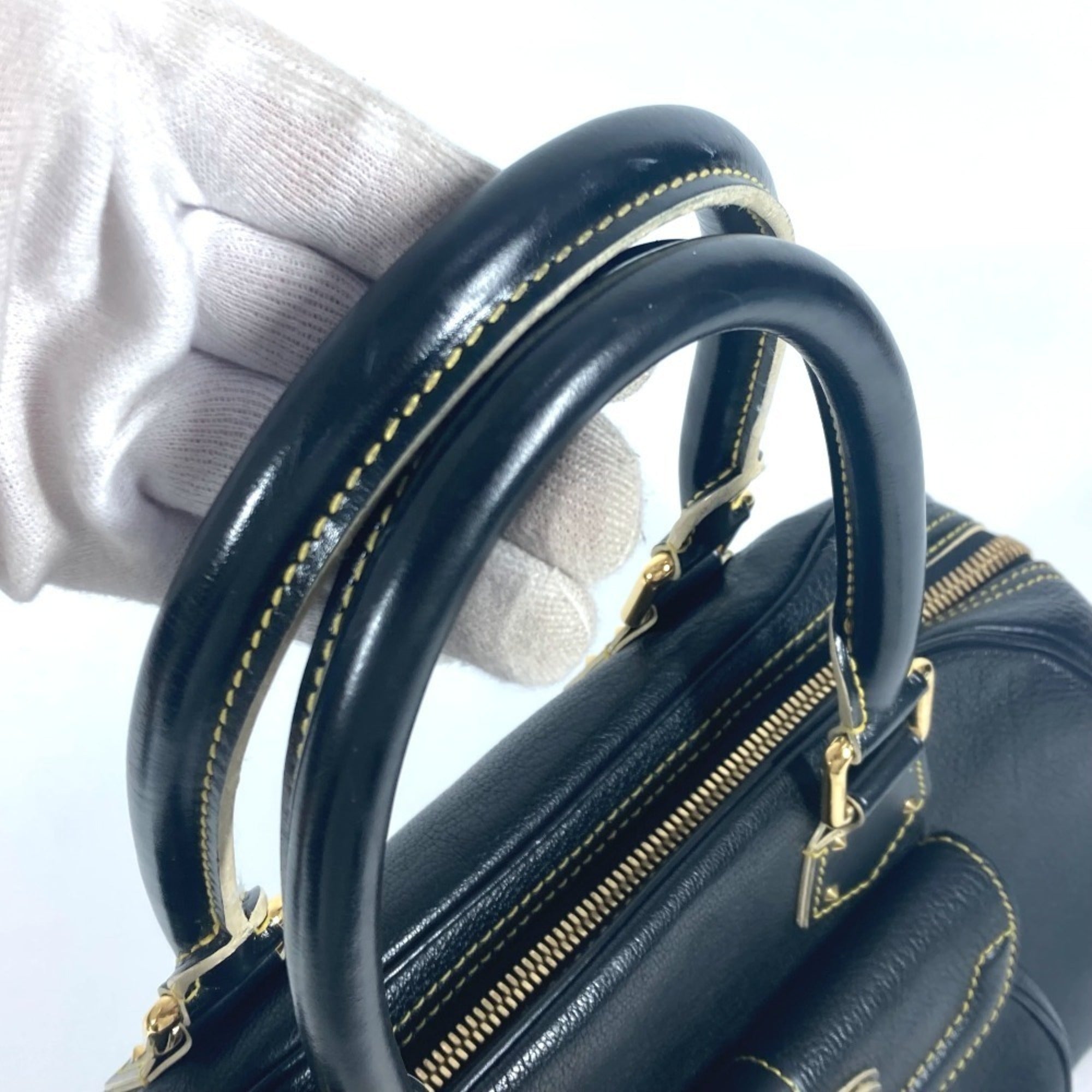 Louis Vuitton Suhali Black Noir Suhali Leather Boston Bag Handbag Shoulder Bag