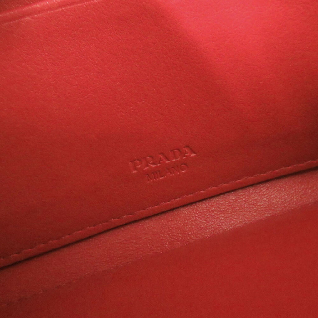 Prada Red Color Nylon Leather Chain/Shoulder Wallet